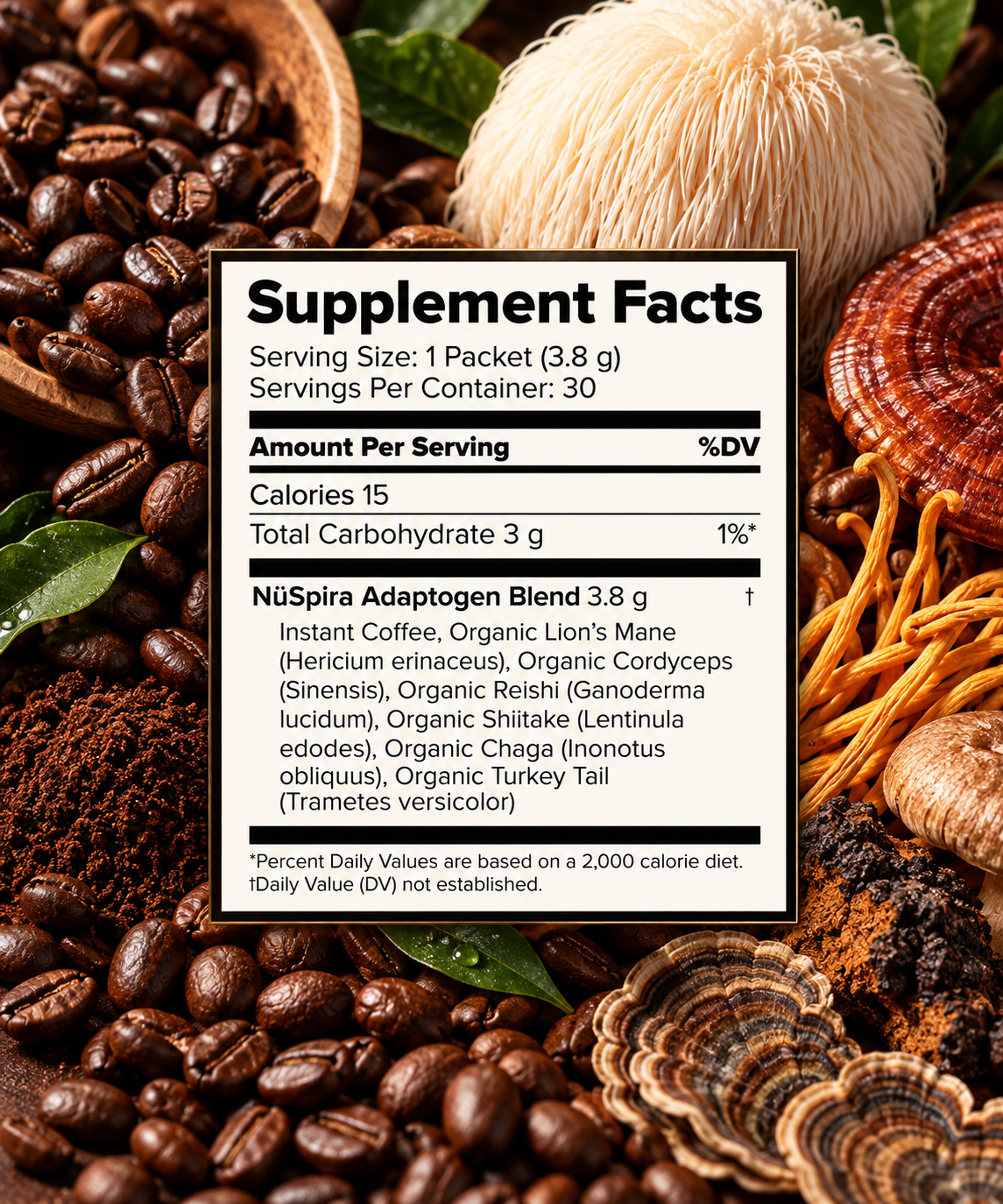 Official NuSpira Black nutrition or supplement facts label